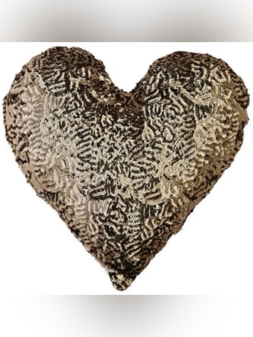Atsuyo et Akiko Pillow Gold Sequin Small Heart Pillow - 12”x12”- NWT